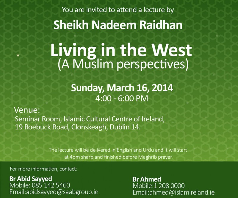 Distinguished Sheikh Nadeem Raidhan to lecture at ICCI