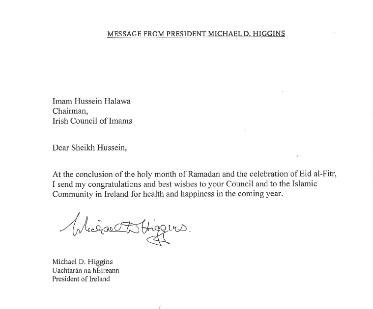 Eid Message from President Michael D. Higgins - June 2018