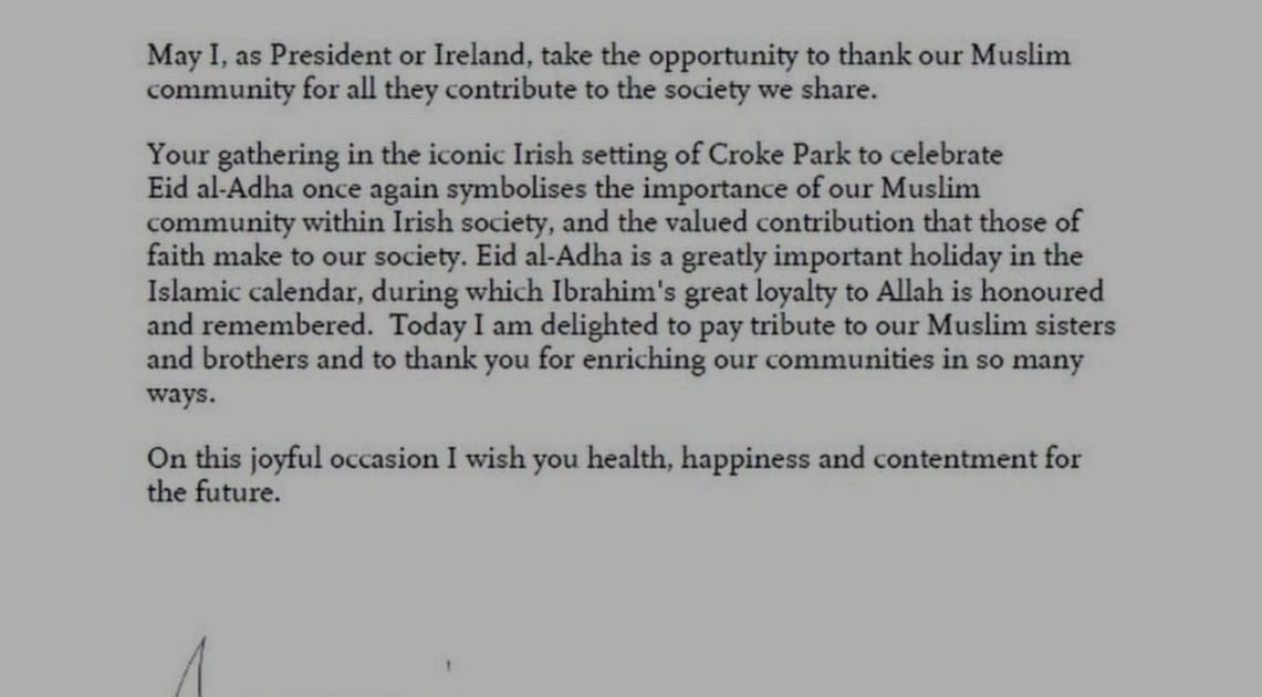 Eid Message from President Higgins