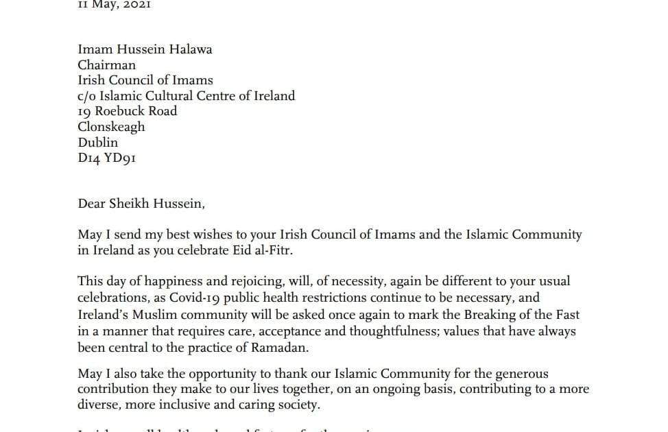 Eid Al Fitr Message from The President Michael D Higgins