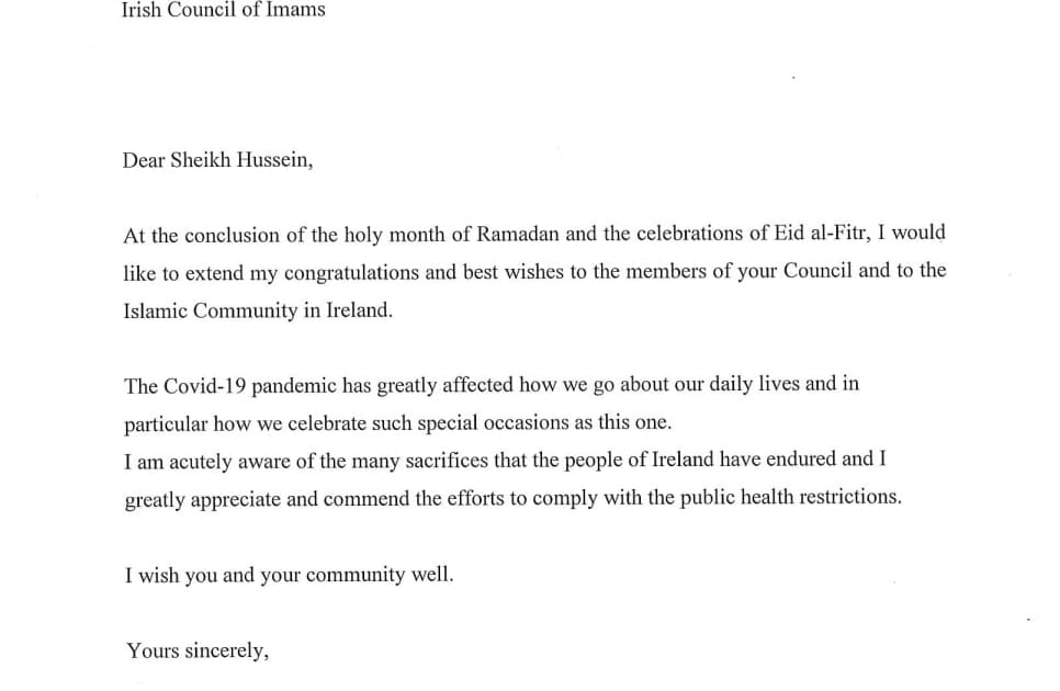 Eid Al Fitr Message from An Taoiseach Micheál Martin