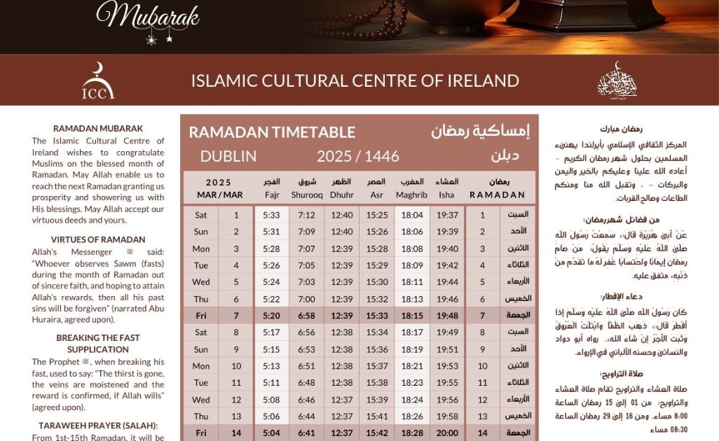 Ramadan Time Table 1446/2025